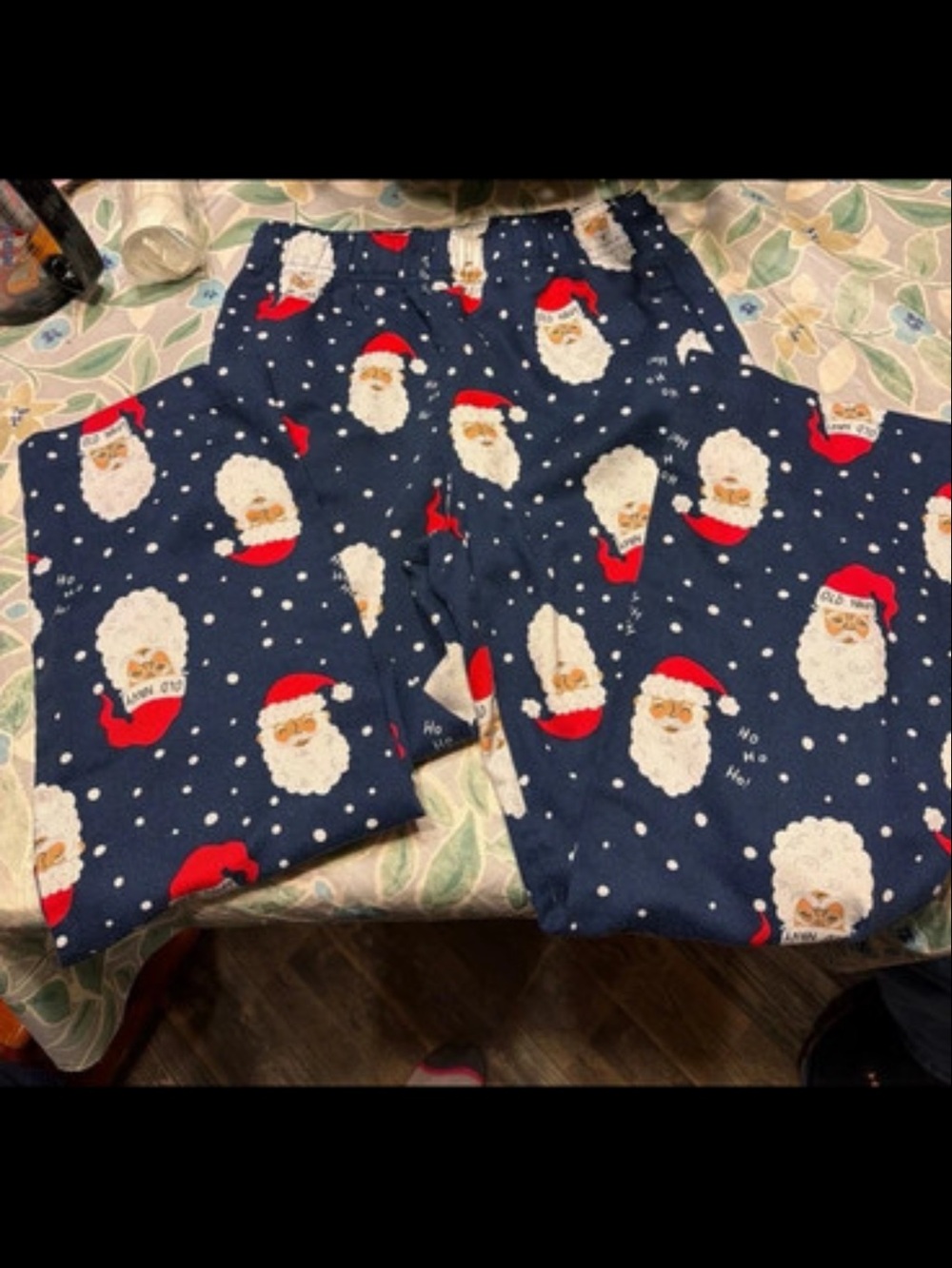 Old Navy Navy Santa Face Print Pajama Bottoms